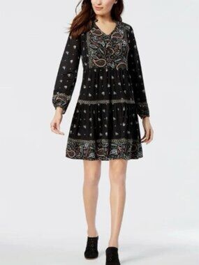 STYLE & CO. Long Sleeve Paisley Boho Peasant Dress--NWOT--PM
